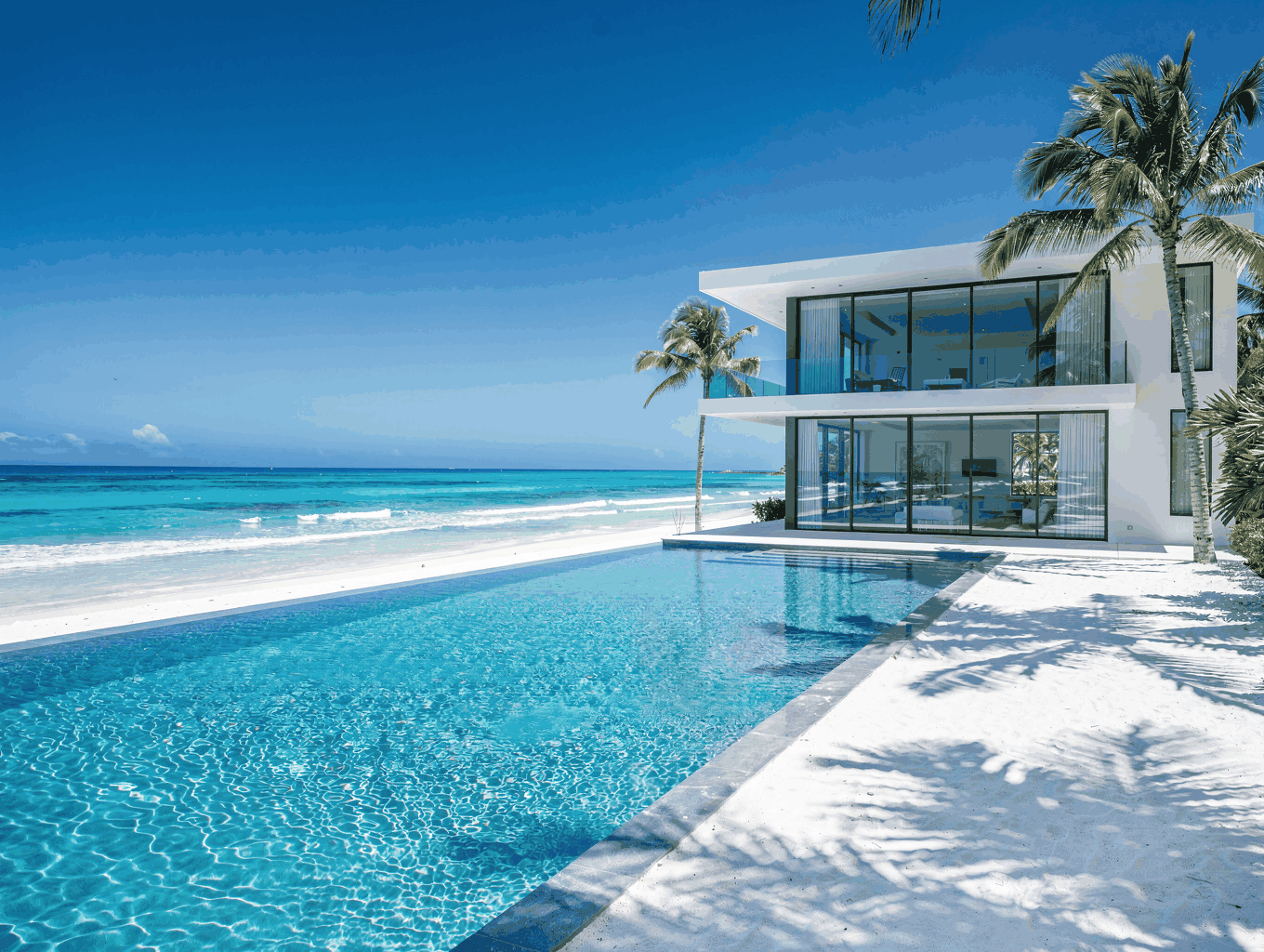 Punta Cana luxury beachfront villas and turquoise Caribbean ocean