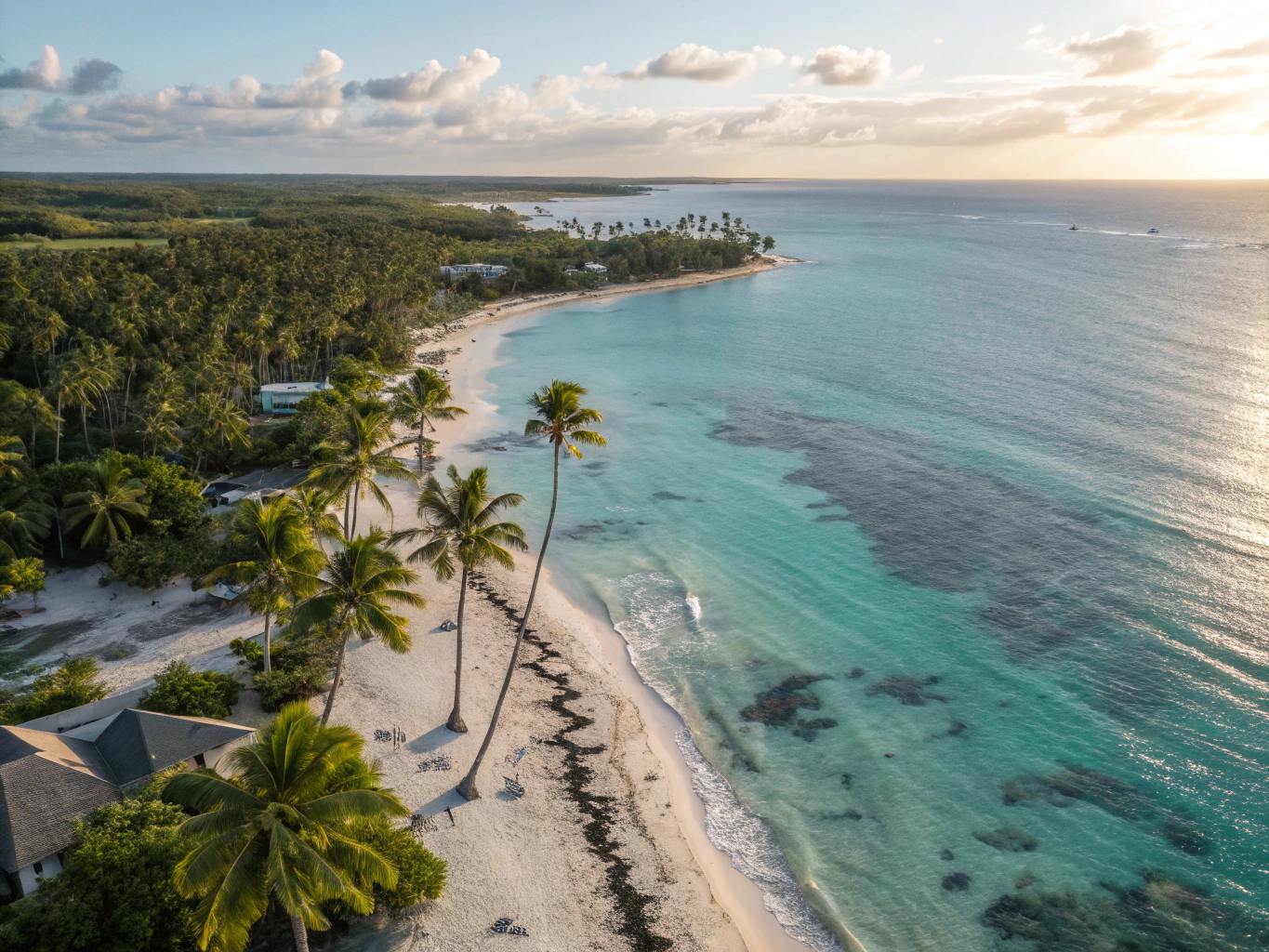 Sunlit Punta Cana coastline in the Dominican Republic