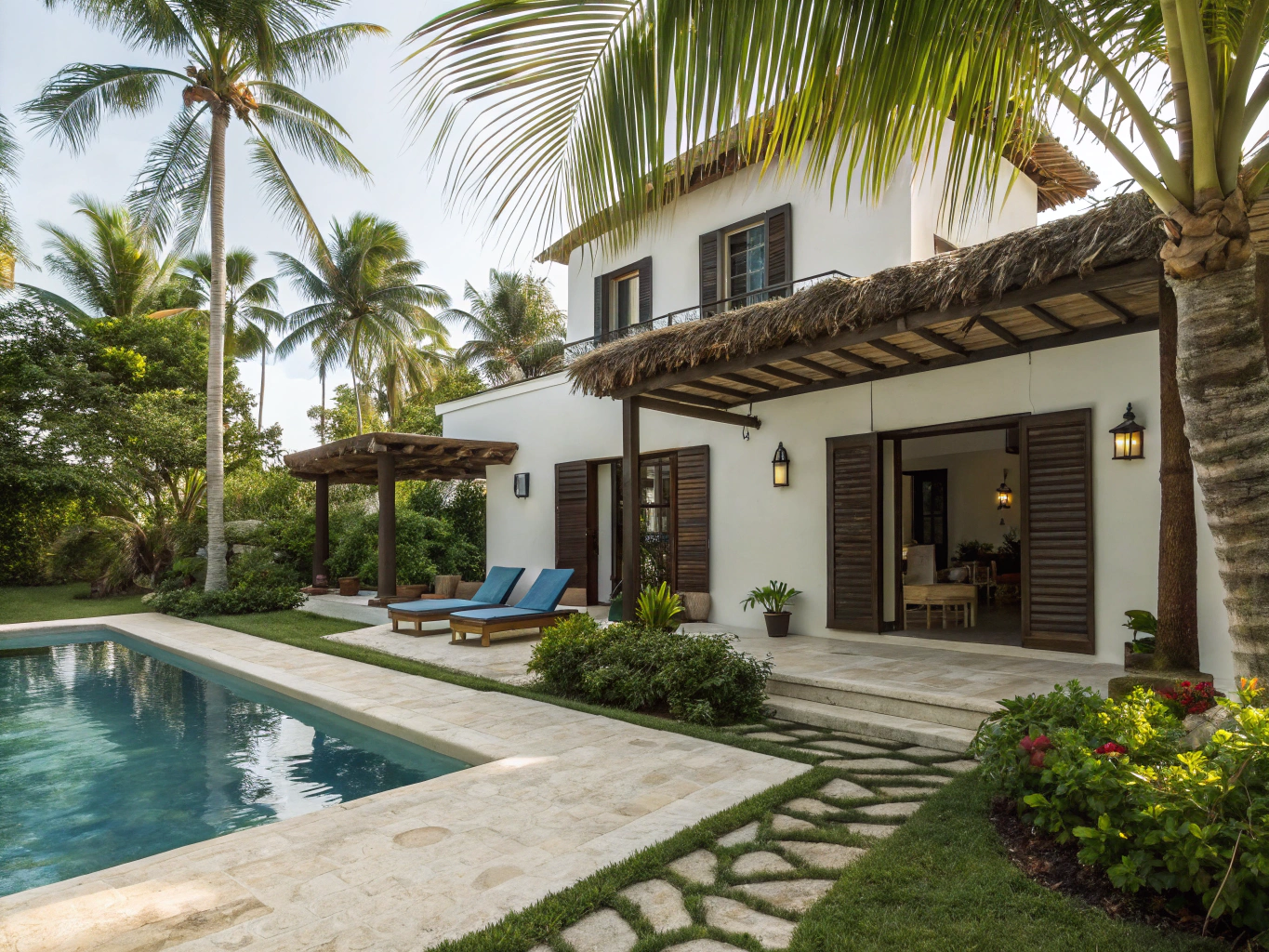 Private modern villa with pool and tropical landscaping in Cap Cana