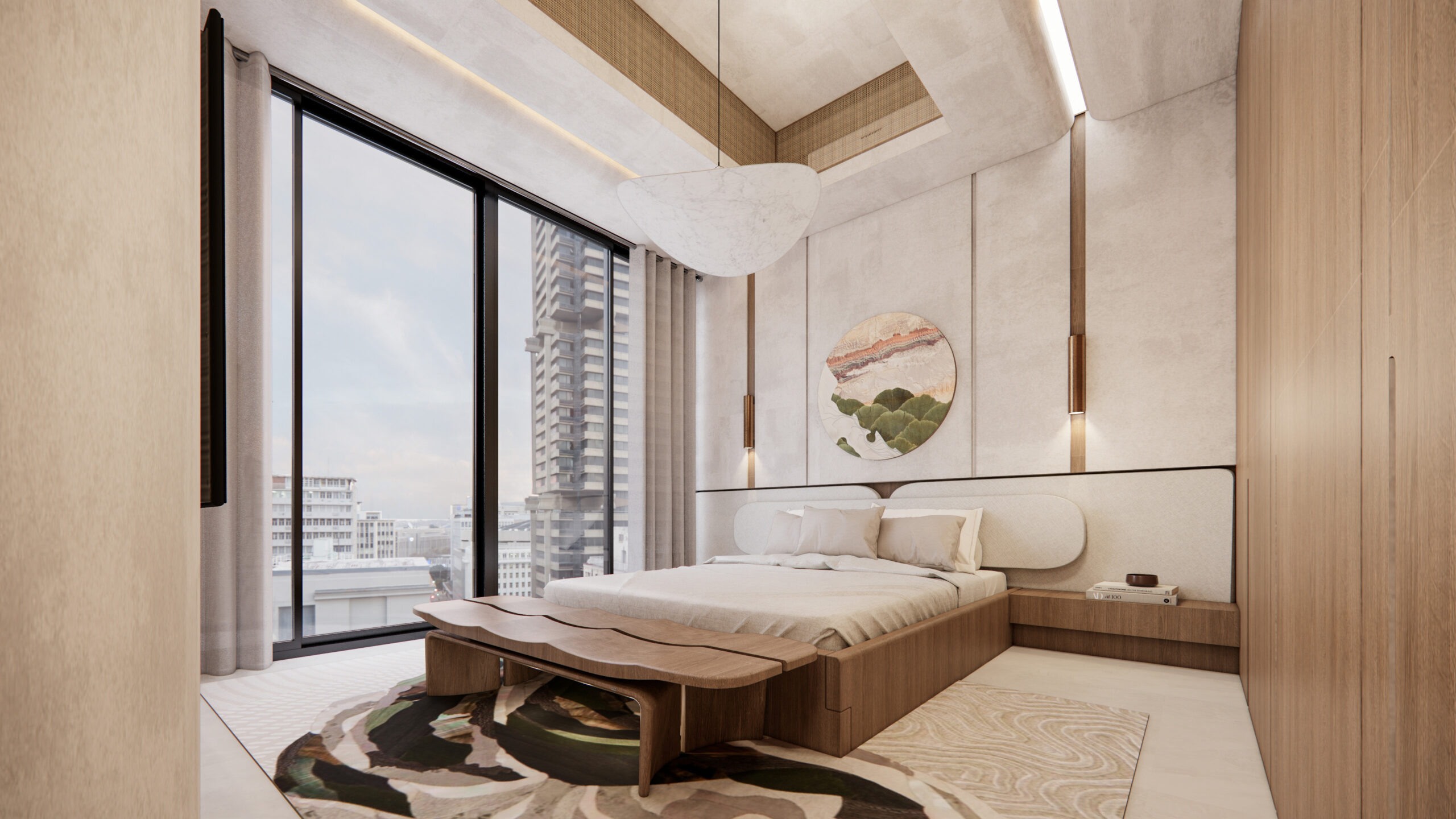Primary bedroom at Piantini Sky Residences