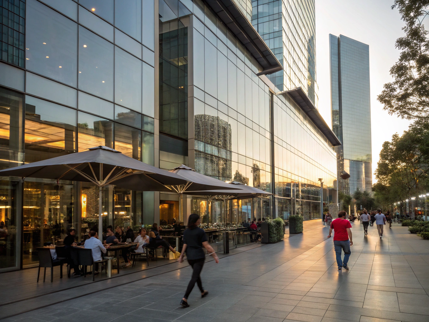 Modern commercial corporate plaza and retail real estate in Santo Domingo